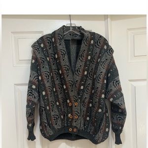 Rare BILL BABER / SCOTLAND‎ PURE NEW WOOL Mens. Vintage Cardigan Sweater